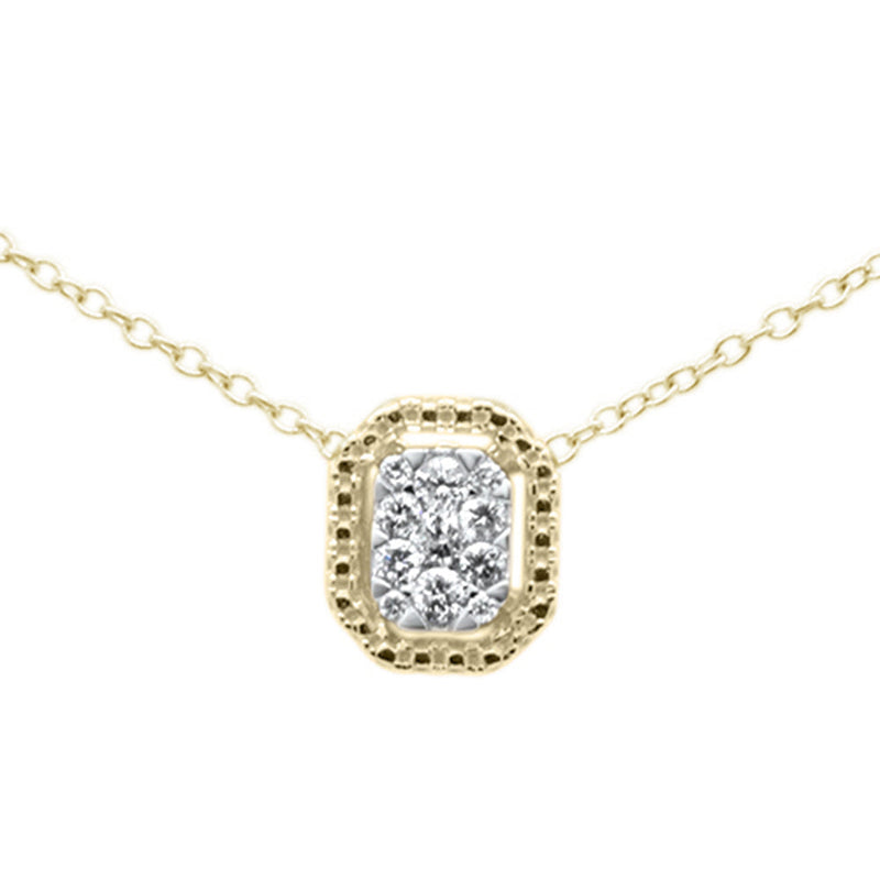 DIAMOND CLOSEOUT! .14ct G SI 10K Yellow Gold Diamond Rectangle Solitaire Pendant Necklace 18"