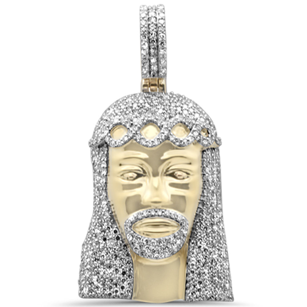 DIAMOND CLOSEOUT!  .68ct G SI 10K Yellow Gold Diamond Iced out Micro Pave Jesus Head Charm Pendant
