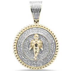 DIAMOND CLOSEOUT!  .94ct G SI 10K Yellow Gold Diamond Hip Hop Iced Out Medallion VENUS Charm Pendant
