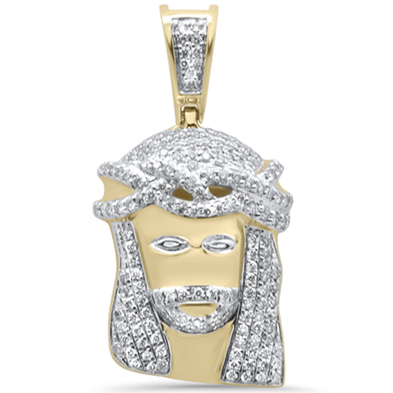 DIAMOND CLOSEOUT!  .66ct G SI 10K Yellow Gold Diamond Iced out Micro Pave Jesus Head Charm Pendant