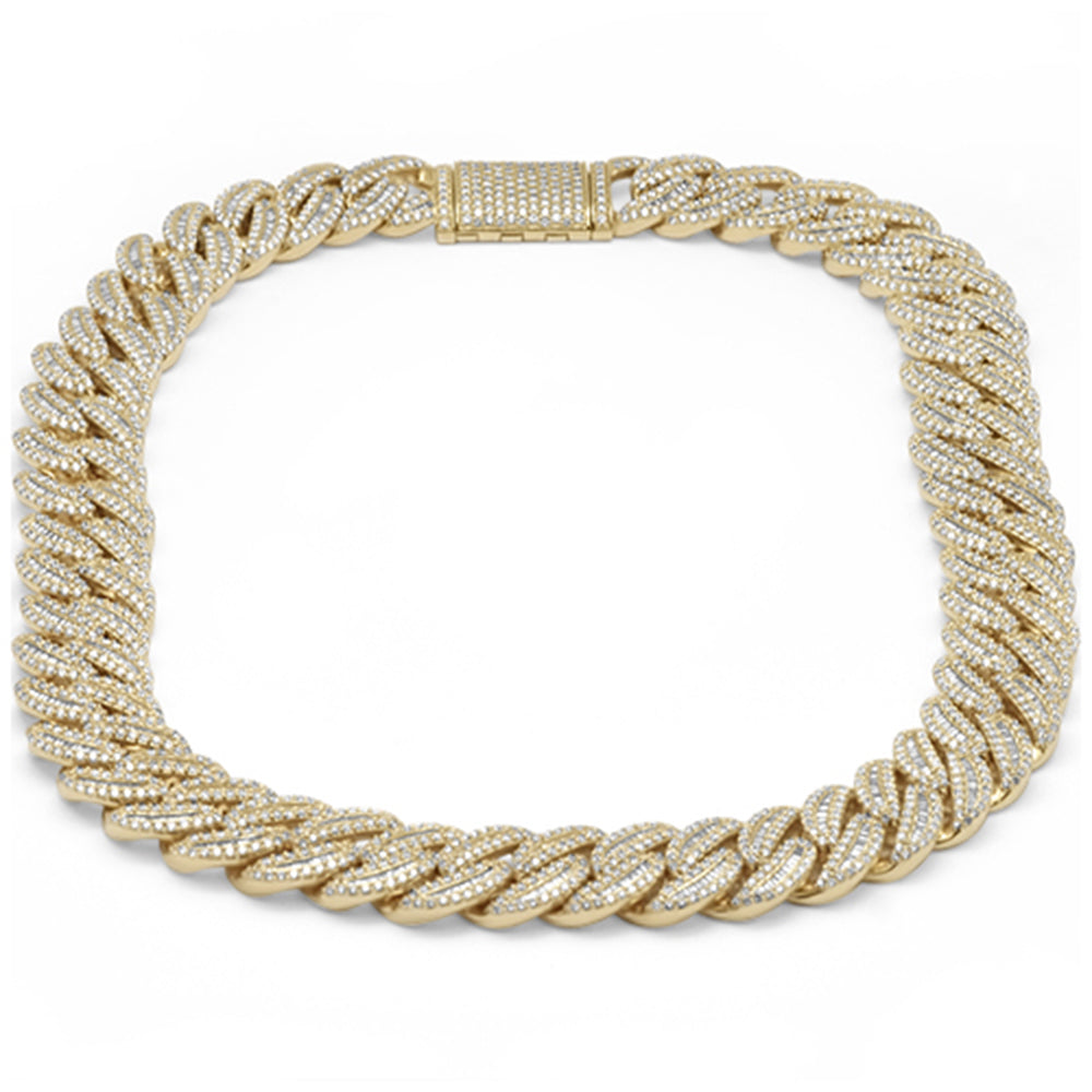 DIAMOND  CLOSEOUT! 18mm 36.57ct G SI 14K Yellow Gold Baguette & Round Diamond Cuban Necklace 22"