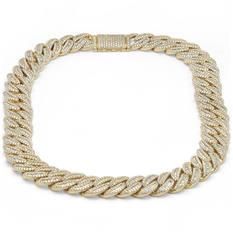SPECIAL! 9mm 9.09ct G SI 14K Yellow Gold Baguette & Round Diamond Cuban Necklace 20"