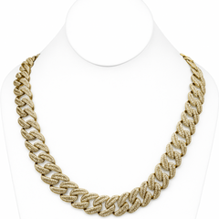 DIAMOND  CLOSEOUT! 18mm 36.57ct G SI 14K Yellow Gold Baguette & Round Diamond Cuban Necklace 22"
