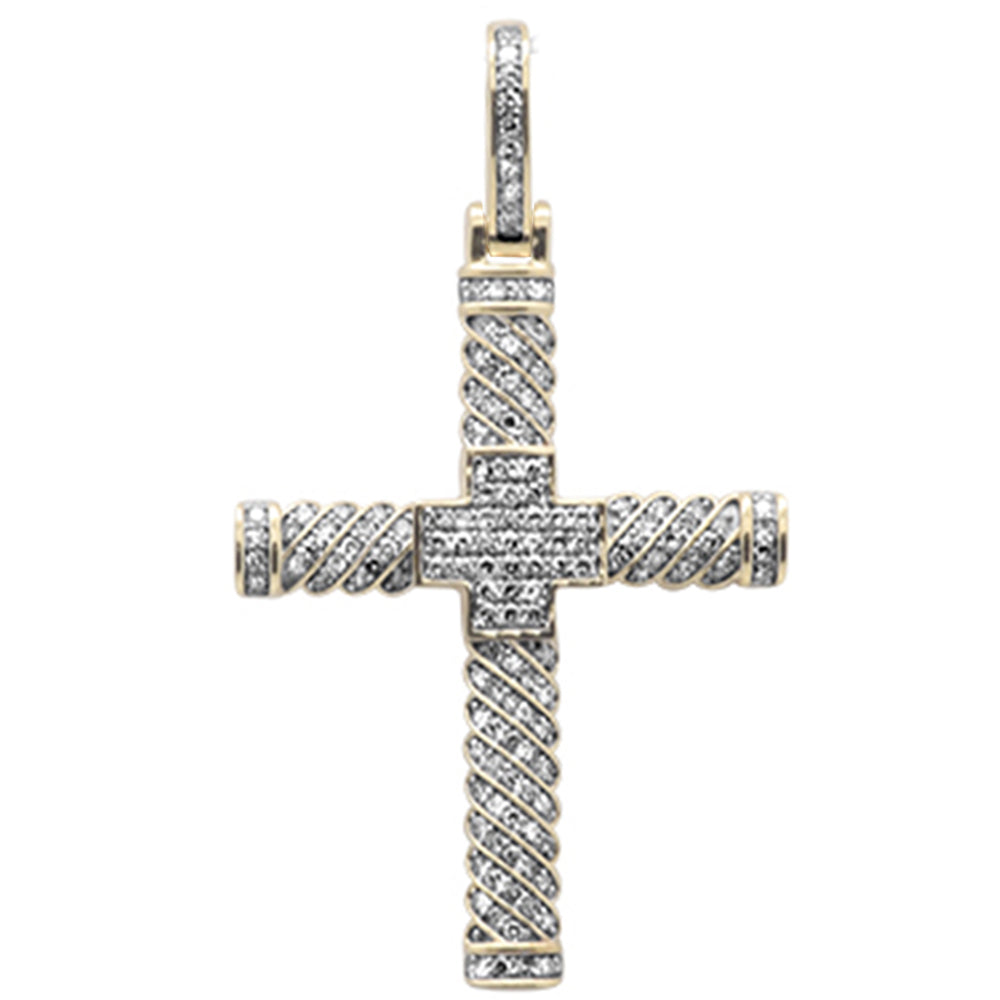 DIAMOND CLOSEOUT!  .97ct G SI 10K Yellow Gold Diamond Hip Hop Cross Pendant
