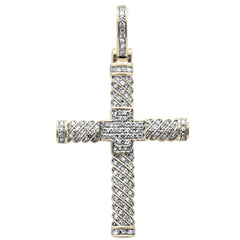 DIAMOND CLOSEOUT!  .97ct G SI 10K Yellow Gold Diamond Hip Hop Cross Pendant