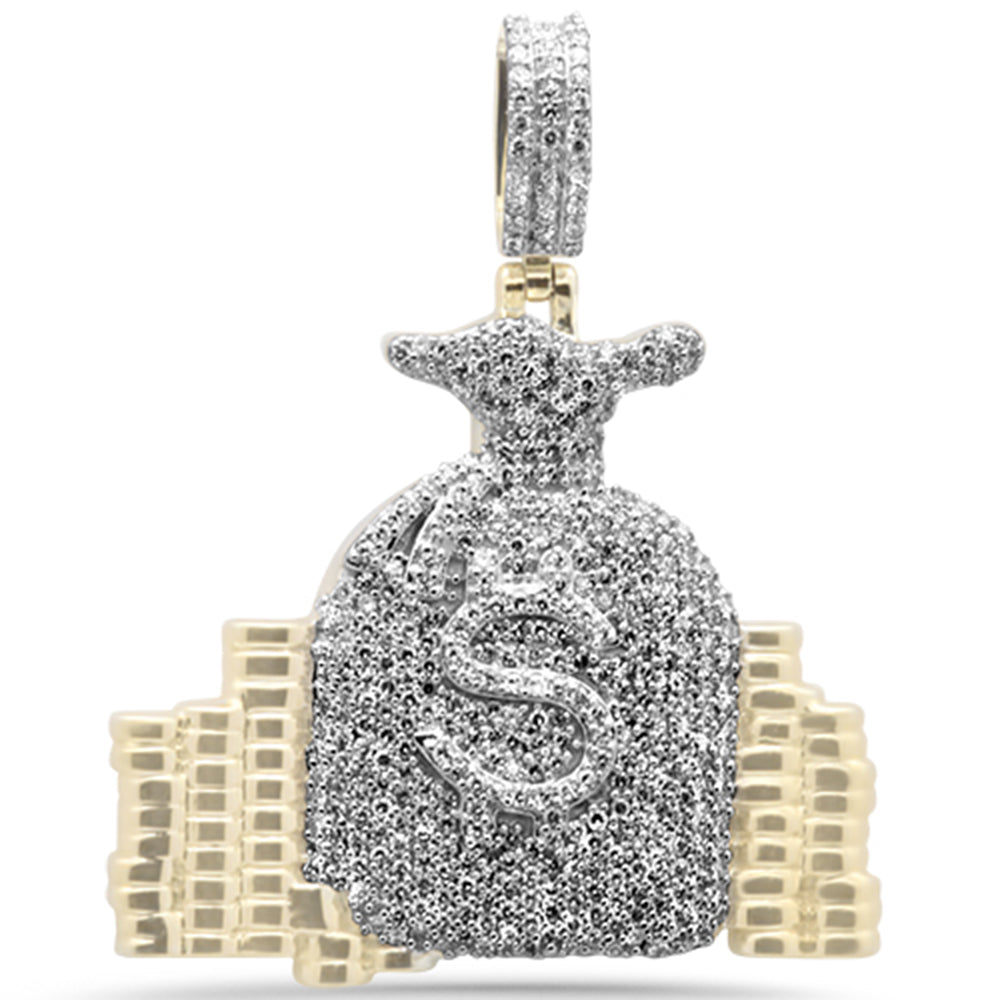DIAMOND CLOSEOUT!  .70ct G SI 10K Yellow Gold Diamond Hip Hop Custom Iced Out Money Bags Pendant