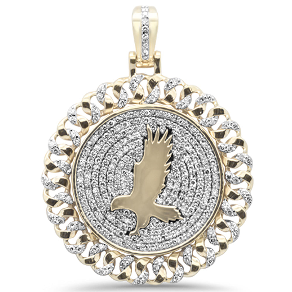 DIAMOND CLOSEOUT!  2.05ct G SI 10K Yellow Gold Diamond Hip Hop Custom Eagle Iced Out Curb Link Medallion Pendant