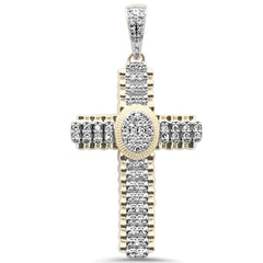 DIAMOND CLOSEOUT! .49ct G SI 10K Yellow Gold Diamond Emblem Cross Pendant