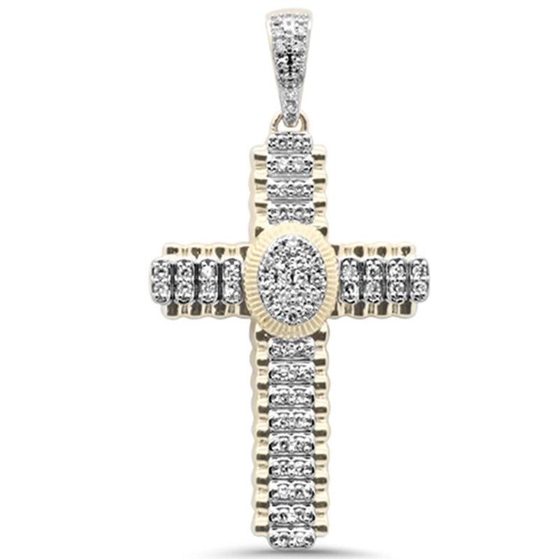 DIAMOND CLOSEOUT! .49ct G SI 10K Yellow Gold Diamond Emblem Cross Pendant