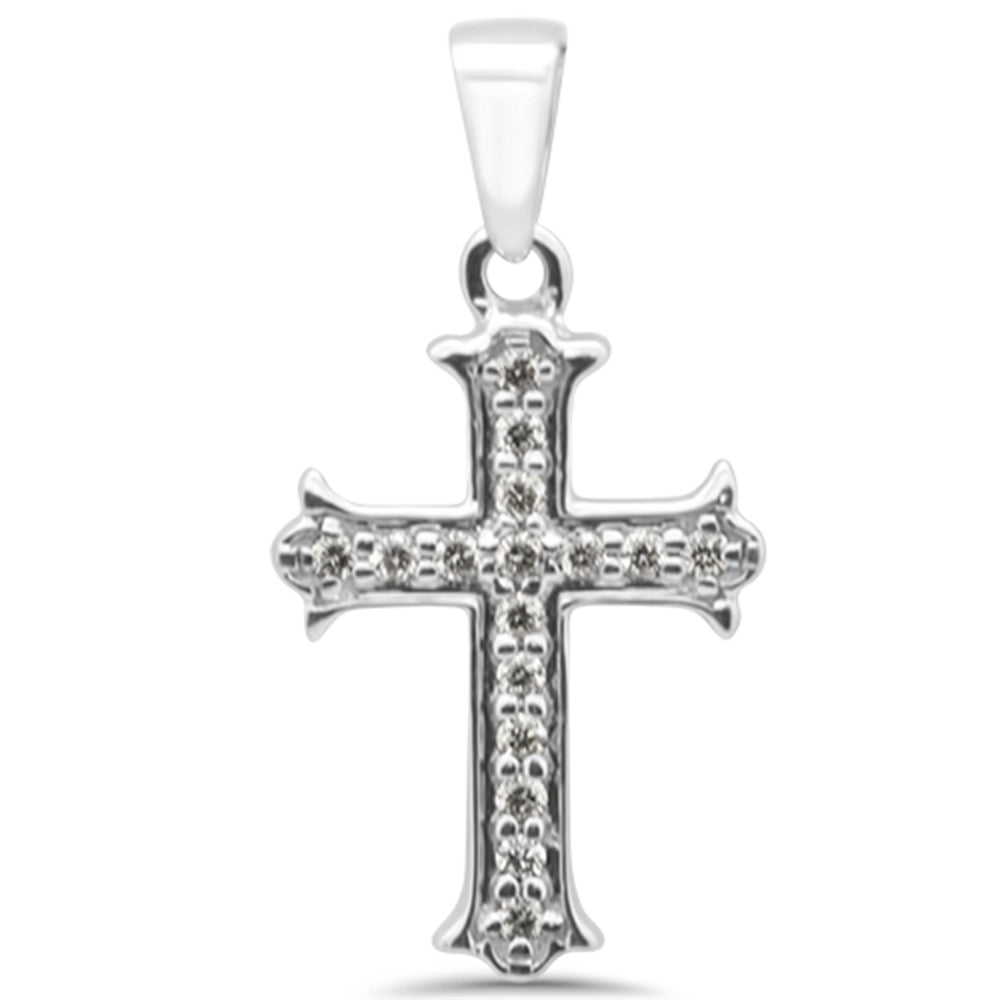 DIAMOND CLOSEOUT! .08ct G SI 10K White Gold Diamond Cross Pendant
