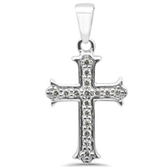 DIAMOND CLOSEOUT! .08ct G SI 10K White Gold Diamond Cross Pendant