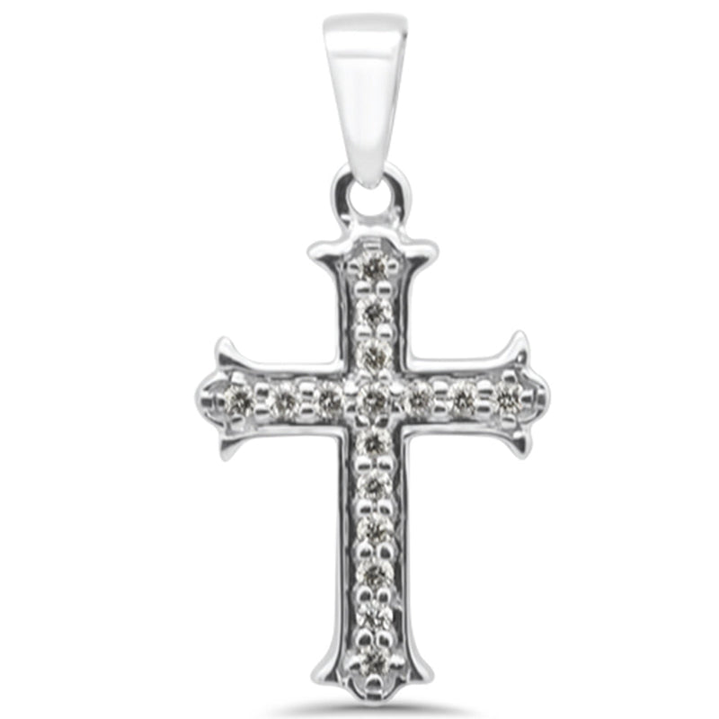 DIAMOND CLOSEOUT! .08ct G SI 10K White Gold Diamond Cross Pendant