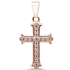 DIAMOND CLOSEOUT! .08ct G SI 10K Rose Gold Diamond Cross Pendant