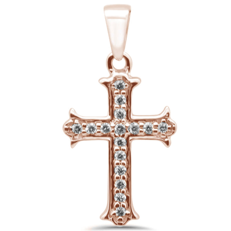 DIAMOND CLOSEOUT! .08ct G SI 10K Rose Gold Diamond Cross Pendant
