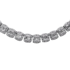 SPECIAL! 11.68ct G SI 14K White Gold Round & Baguette Diamond Tennis Necklace 22" Long