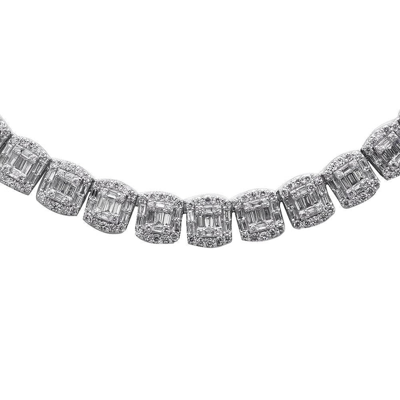 SPECIAL! 11.68ct G SI 14K White Gold Round & Baguette Diamond Tennis Necklace 22" Long