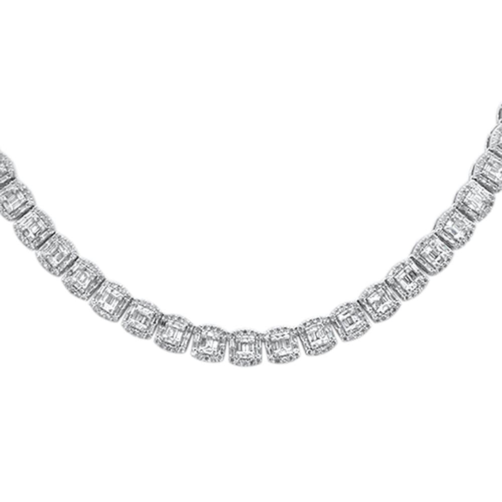 SPECIAL! 11.68ct G SI 14K White Gold Round & Baguette Diamond Tennis Necklace 22" Long