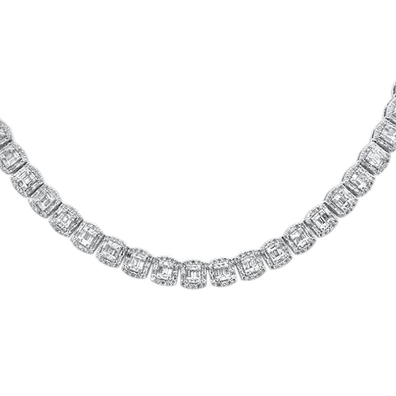 SPECIAL! 11.68ct G SI 14K White Gold Round & Baguette Diamond Tennis Necklace 22" Long