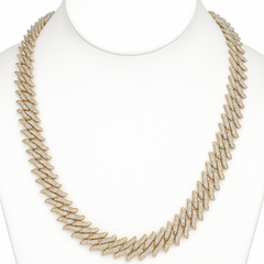 DIAMOND  CLOSEOUT! 18mm 32.85ct G SI 14K Yellow Gold Spiked Round Diamond Cuban Necklace 22"