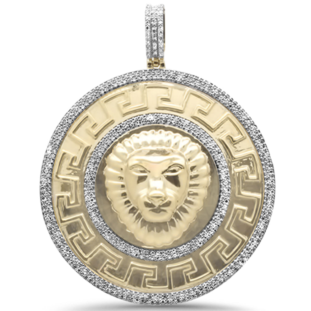 DIAMOND CLOSEOUT!  .79ct G SI 10K Yellow Gold Diamond Hip Hop Lion Head Medallion Charm Pendant