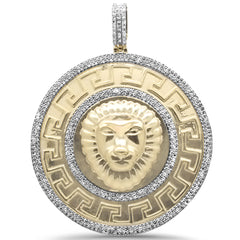 DIAMOND CLOSEOUT!  .79ct G SI 10K Yellow Gold Diamond Hip Hop Lion Head Medallion Charm Pendant