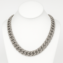 DIAMOND CLOSEOUT! 18mm 37.0ct G SI 14K White Gold Diamond Cuban Link Chain 22"