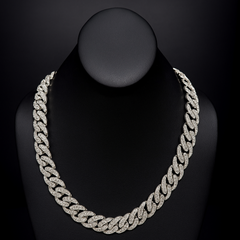 DIAMOND CLOSEOUT! 18mm 37.0ct G SI 14K White Gold Diamond Cuban Link Chain 22"