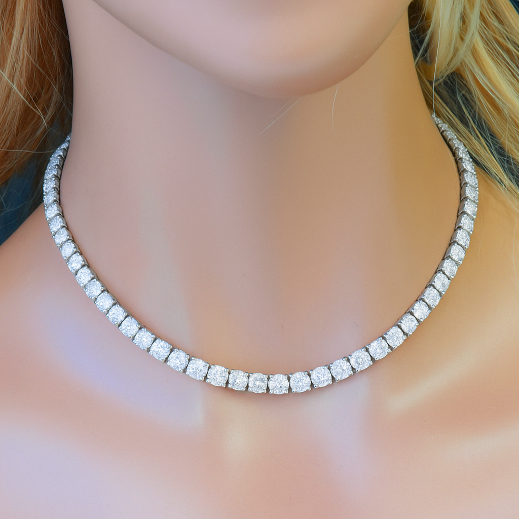 SPECIAL! 20.40ct G SI 14K White Gold Diamond Tennis Necklace 22"