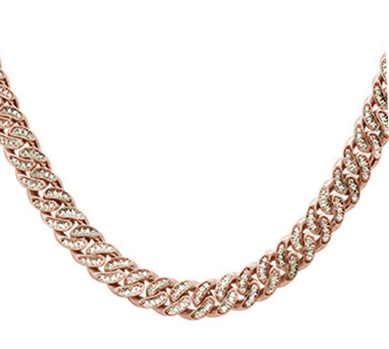 SPECIAL!  4mm 2.19ct G SI 14k Rose Gold Diamond Round Cuban Necklace 22"
