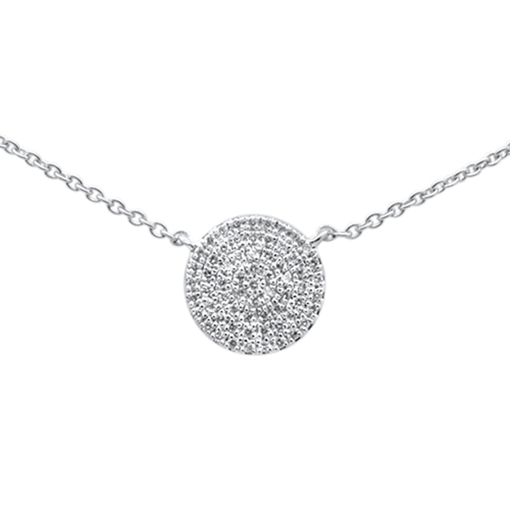 DIAMOND CLOSEOUT!  .13ct G SI 14K White Gold Fine Diamond Disc Trendy Necklace 18" Long