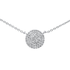 DIAMOND CLOSEOUT!  .13ct G SI 14K White Gold Fine Diamond Disc Trendy Necklace 18" Long