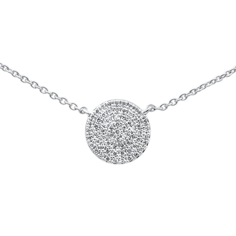 DIAMOND CLOSEOUT!  .13ct G SI 14K White Gold Fine Diamond Disc Trendy Necklace 18" Long