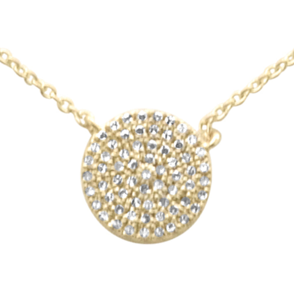 DIAMOND CLOSEOUT!  .13ct G SI 14K Yellow Gold Diamond Round Circle Pendant Necklace 16" + 2" Ext.