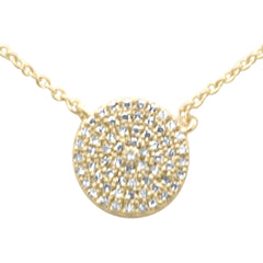 DIAMOND CLOSEOUT!  .13ct G SI 14K Yellow Gold Diamond Round Circle Pendant Necklace 16" + 2" Ext.