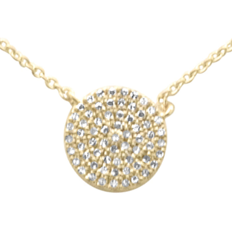 DIAMOND CLOSEOUT!  .13ct G SI 14K Yellow Gold Diamond Round Circle Pendant Necklace 16" + 2" Ext.