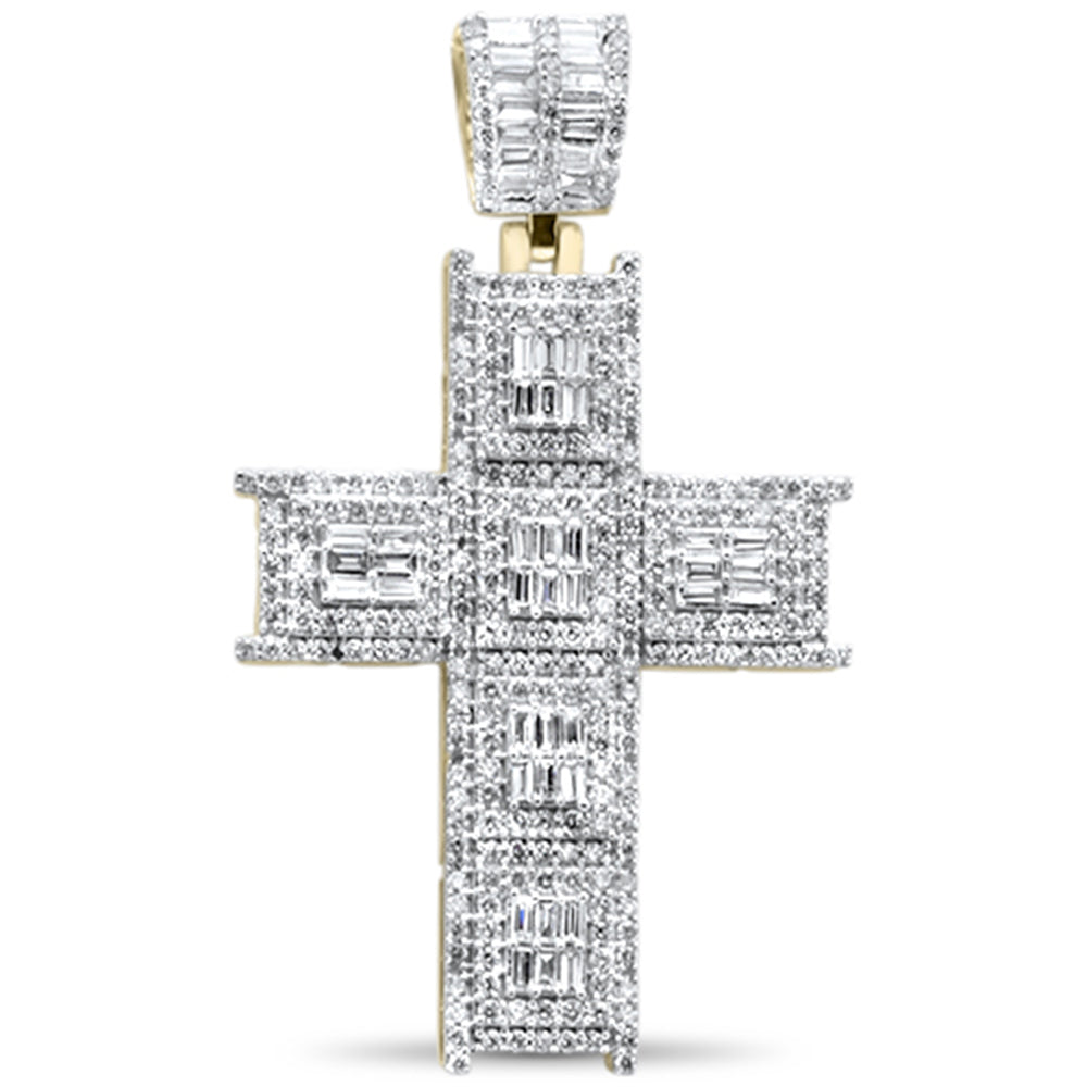DIAMOND CLOSEOUT!  2.03ct G SI 10K Yellow Gold Baguette Diamond Cross Pendant
