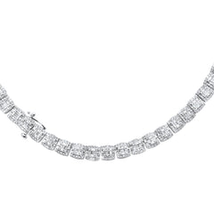 SPECIAL!  7MM 15.45ct G SI 14K White Gold Baguette & Round Diamond Tennis Necklace 22"