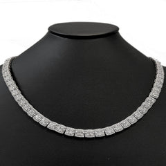 SPECIAL! 11.68ct G SI 14K White Gold Round & Baguette Diamond Tennis Necklace 22" Long