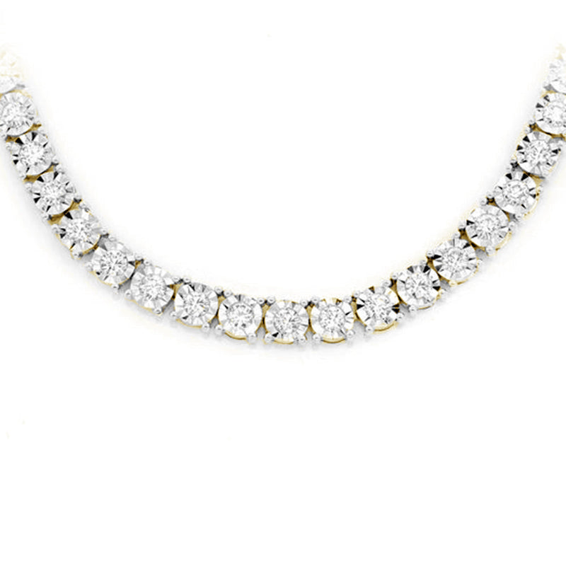 SPECIAL!2.26ct G SI 10K Yellow Gold Tennis Miracle Illusion Necklace 22"