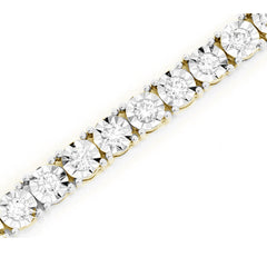 SPECIAL! 1.58ct G SI 10K Yellow Gold Tennis Miracle Illusion Set Tennis Necklace 22"