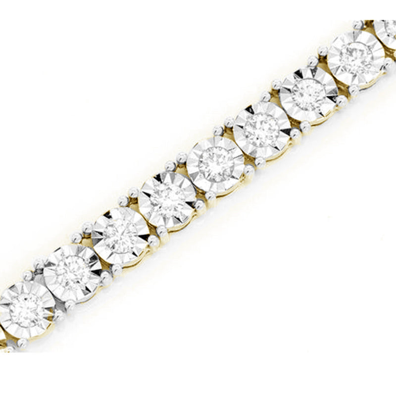 SPECIAL! 1.58ct G SI 10K Yellow Gold Tennis Miracle Illusion Set Tennis Necklace 22"