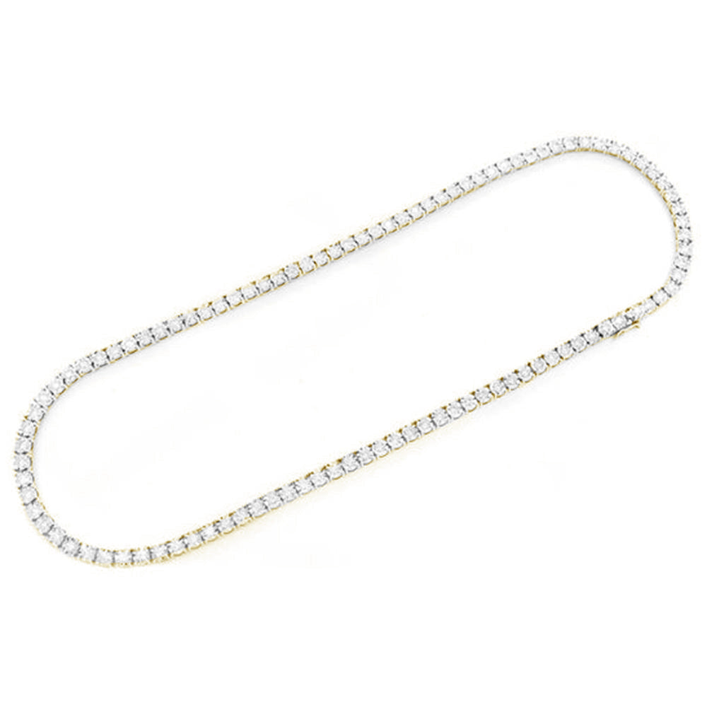 SPECIAL!2.26ct G SI 10K Yellow Gold Tennis Miracle Illusion Necklace 22"