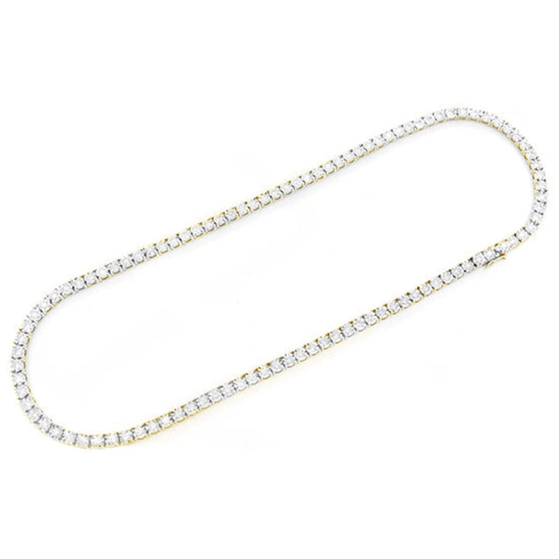 SPECIAL!2.26ct G SI 10K Yellow Gold Tennis Miracle Illusion Necklace 22"