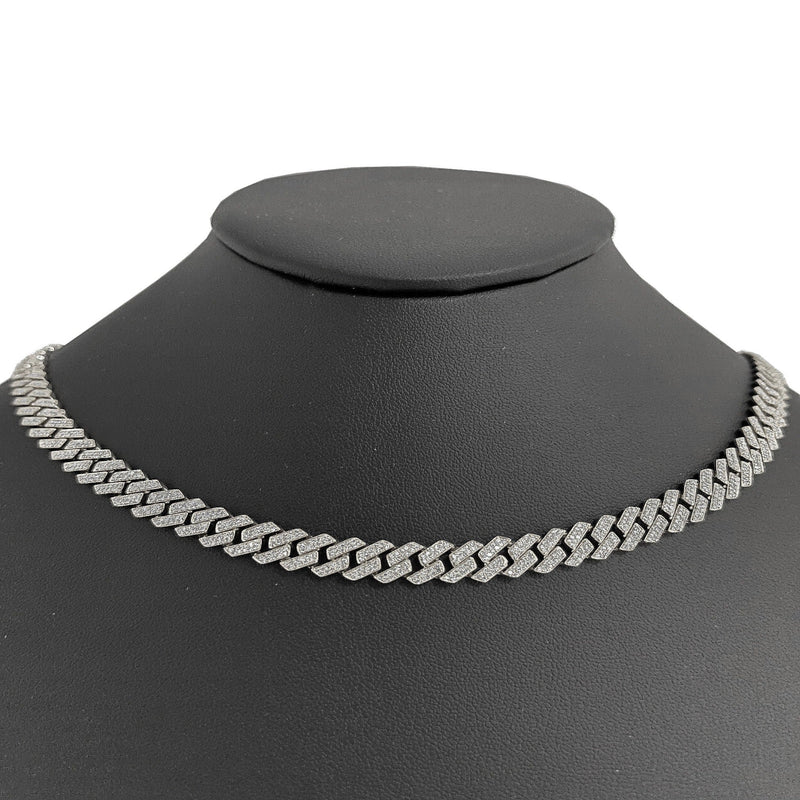 SPECIAL! 7MM 4.95ct G SI 14K White Gold Diamond Square Cuban Necklace 22"