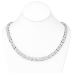 DIAMOND CLOSEOUT!  7mm 23.98ct G SI 14KT White Gold Round Flower Diamond Necklace 22"