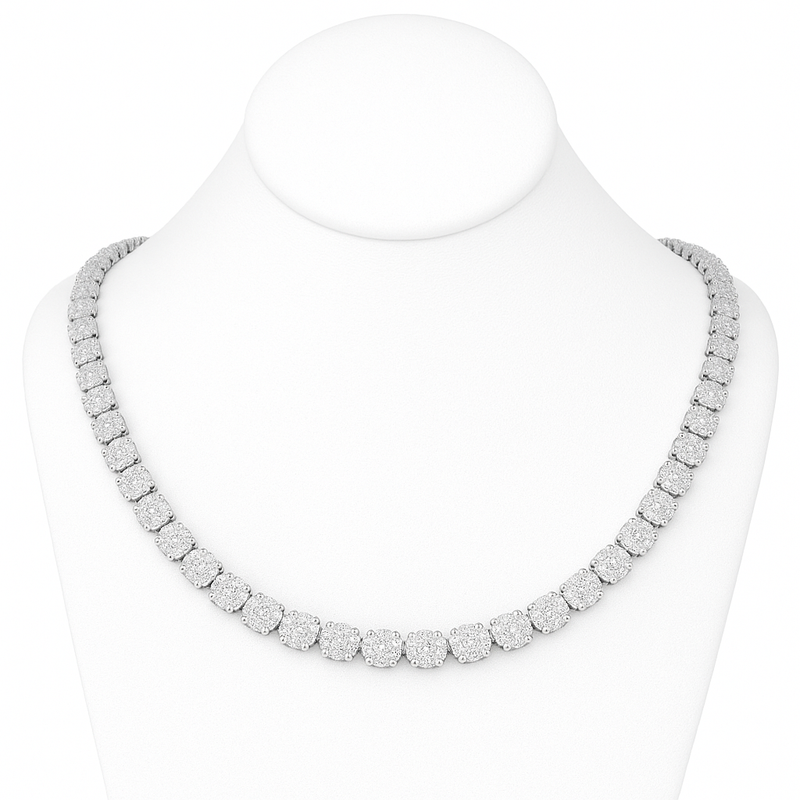 DIAMOND CLOSEOUT!  7mm 23.98ct G SI 14KT White Gold Round Flower Diamond Necklace 22"