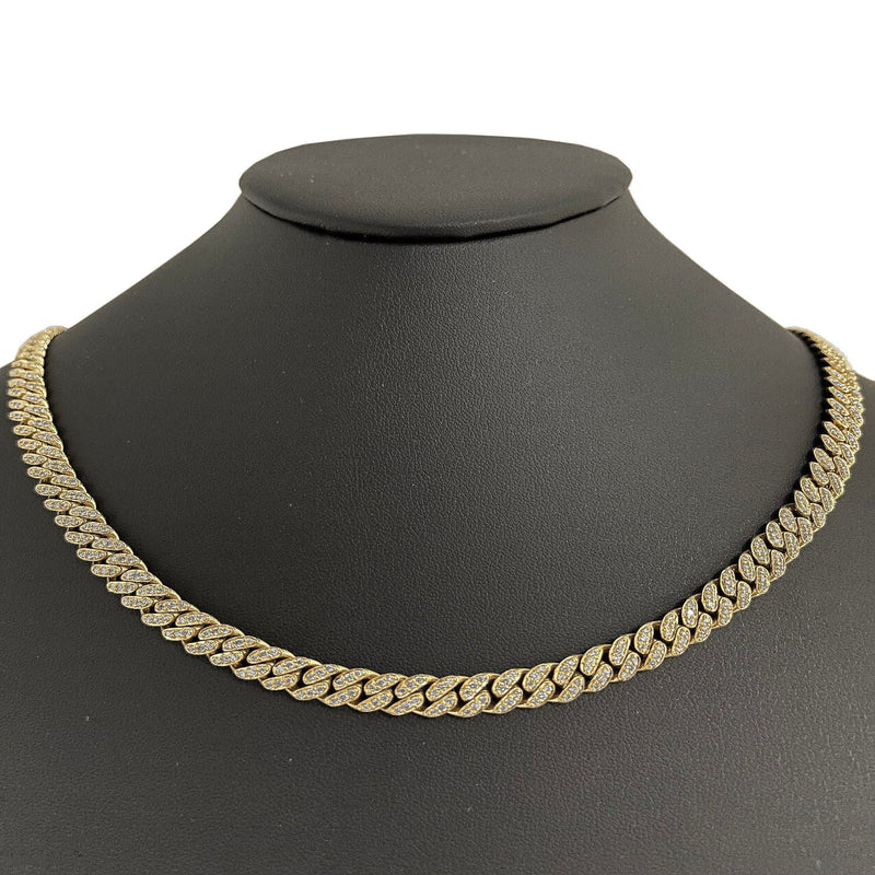 SPECIAL! 7mm 4.28ct G SI 14k Yellow Gold Diamond Round Cuban Necklace 22"
