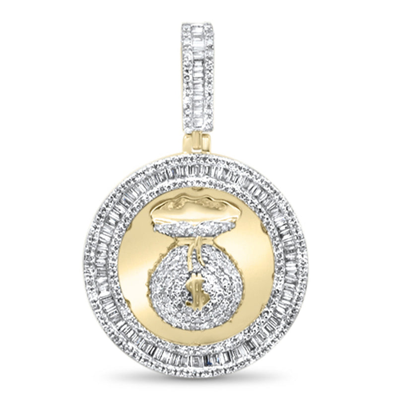 DIAMOND CLOSEOUT!  1.44ct G SI 10K Yellow Gold Diamond Hip Hop Money Bags Medallion Charm Pendant
