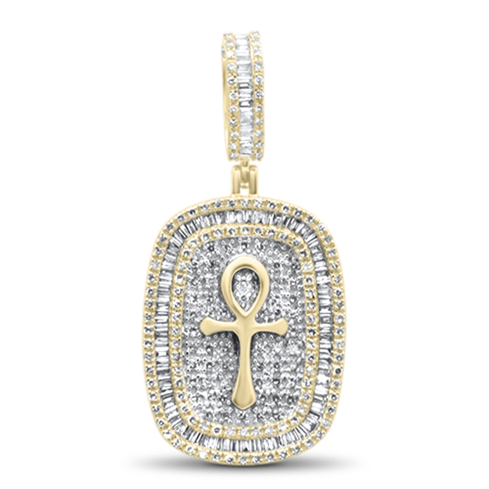 DIAMOND CLOSEOUT!  1.50ct G SI 10K Yellow Gold Diamond Hip Hop Diamond Ankh Medallion Charm Pendant