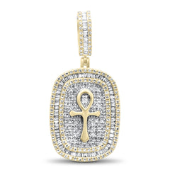 DIAMOND CLOSEOUT!  1.50ct G SI 10K Yellow Gold Diamond Hip Hop Diamond Ankh Medallion Charm Pendant